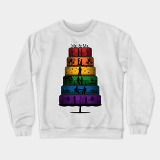 Gay Pride Wedding Cake with Rainbow Tiers Crewneck Sweatshirt